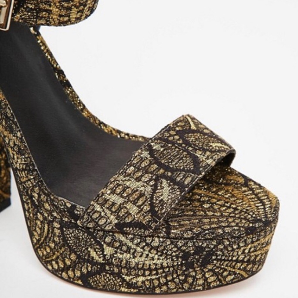ASOS gold lace heeled platform heel sandals BNWOT - Picture 4 of 11